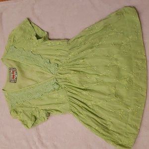 Johnny Was light green embroidered v-neck top. Size small